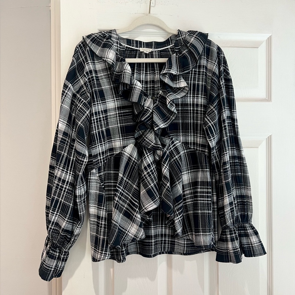 Anthropologie Pilcro Long-Sleeve Ruffled Blouse
